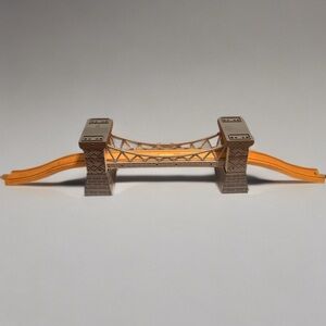 Wooden Track Suspension Bridge & 2 Curved Ramp Track Pieces Compatible W/Brio